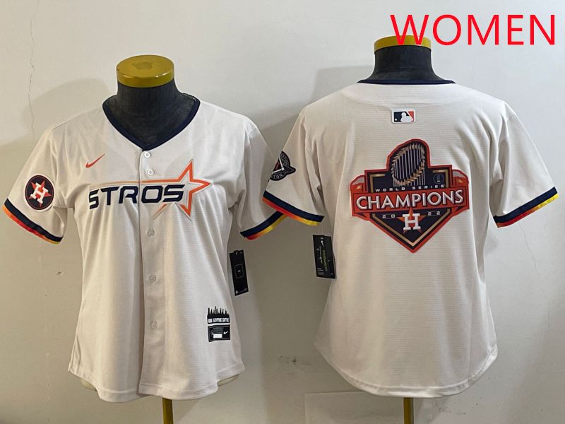 Women Houston Astros Blank Cream Three generations Joint Name 2025 Nike MLB Jersey style 41022->women mlb jersey->Women Jersey